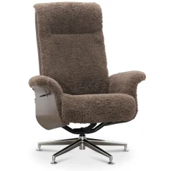 Fårskinnsfåtölj med fotpall - ek/brun - Ulla + Möbeltassar