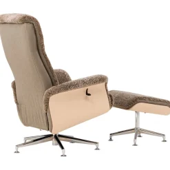 Fårskinnsfåtölj med fotpall - Brun / ek - Ulla