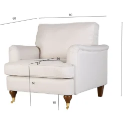 Fåtölj beige tyg - Howard Watford Deluxe + Möbeltassar