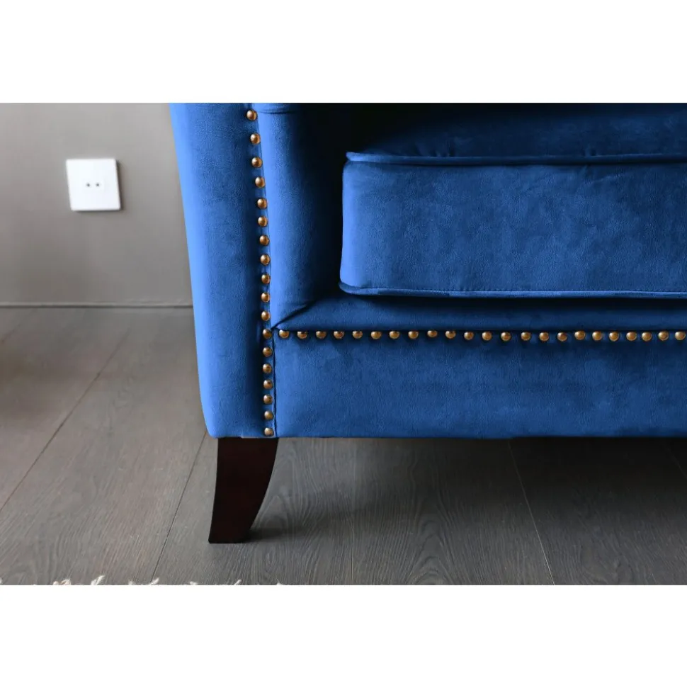 Fåtölj blå Chesterfield - Milton