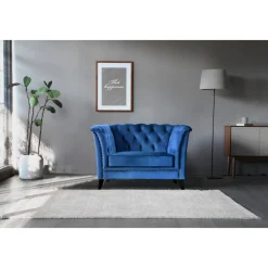 Fåtölj blå Chesterfield - Milton + Textilrengöring för möbler