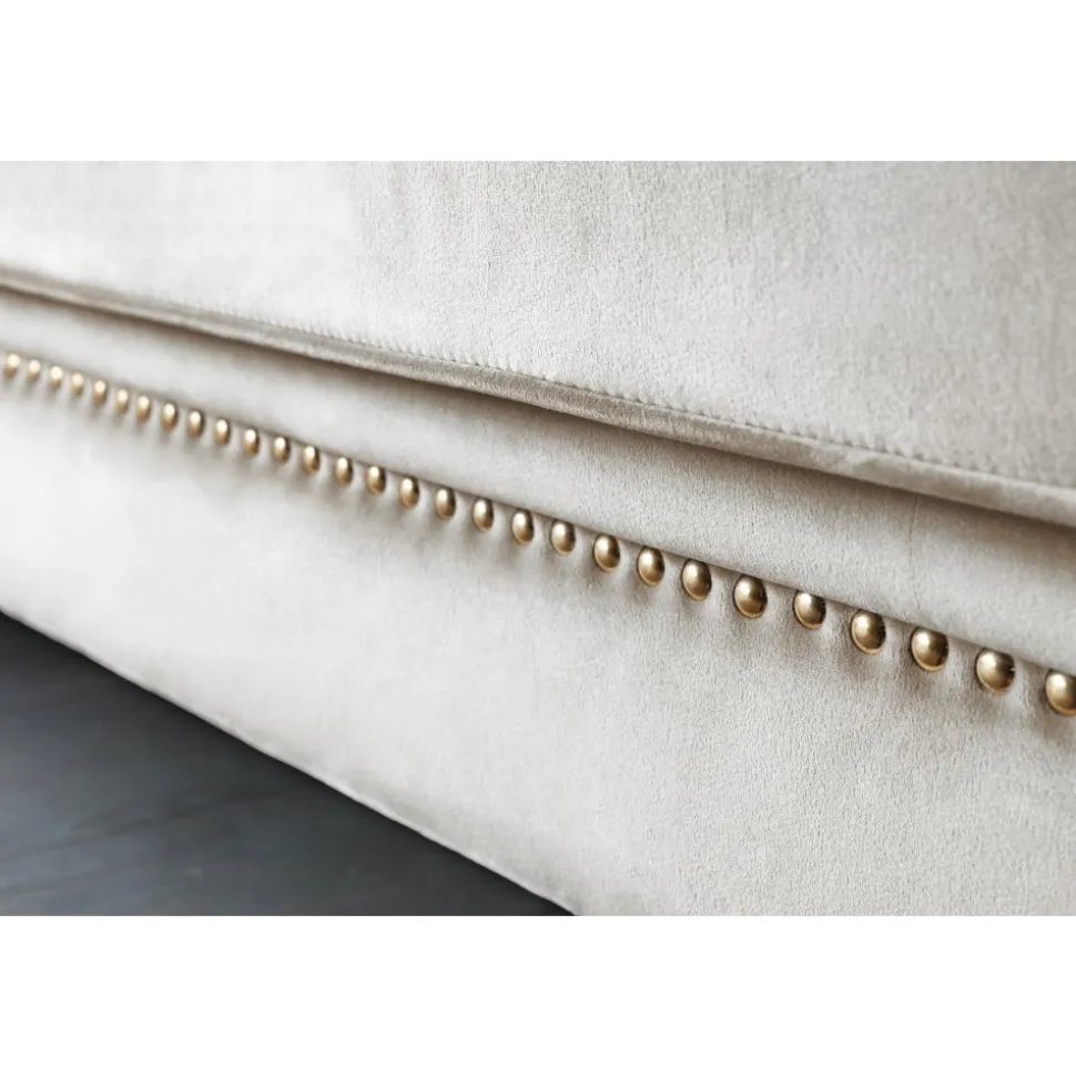 Fåtölj chesterfield beige sammet - Milton