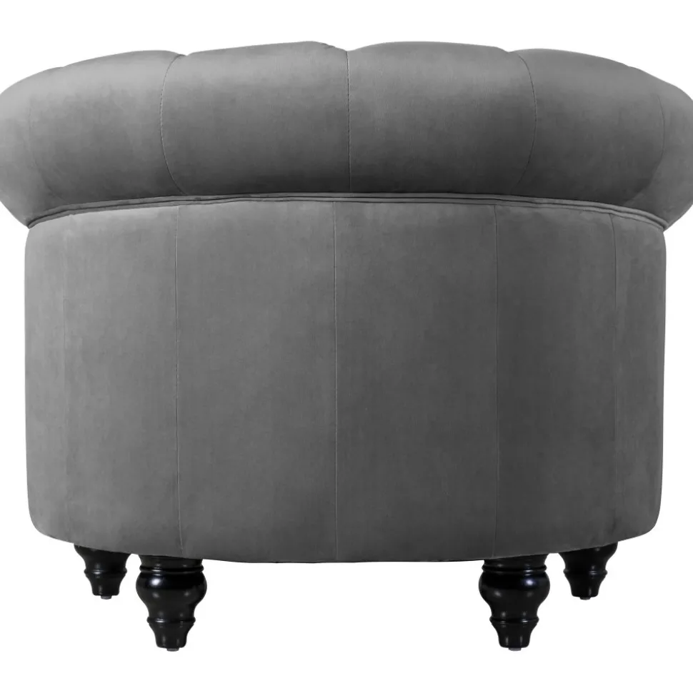 Fåtölj chesterfield grå sammet Royal + Textilrengöring för möbler