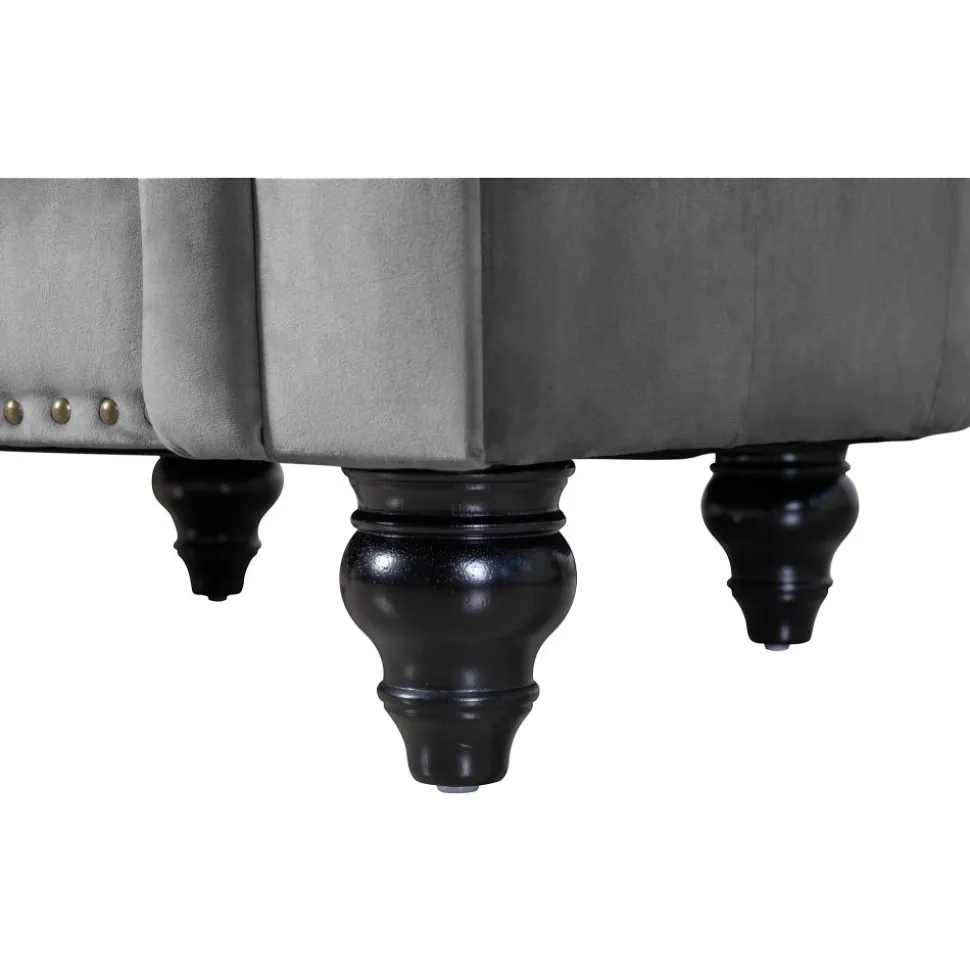 Fåtölj chesterfield grå sammet Royal