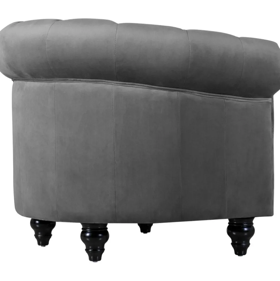 Fåtölj chesterfield grå sammet Royal