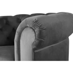 Fåtölj chesterfield grå sammet Royal