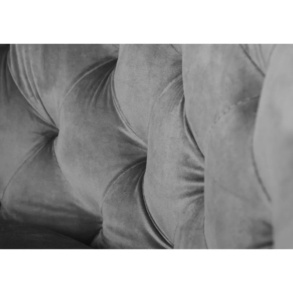 Fåtölj chesterfield grå sammet Royal