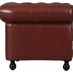 Fåtölj chesterfield i brunt PU - Charles