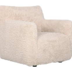 Fåtölj fluffig beige tygklädsel