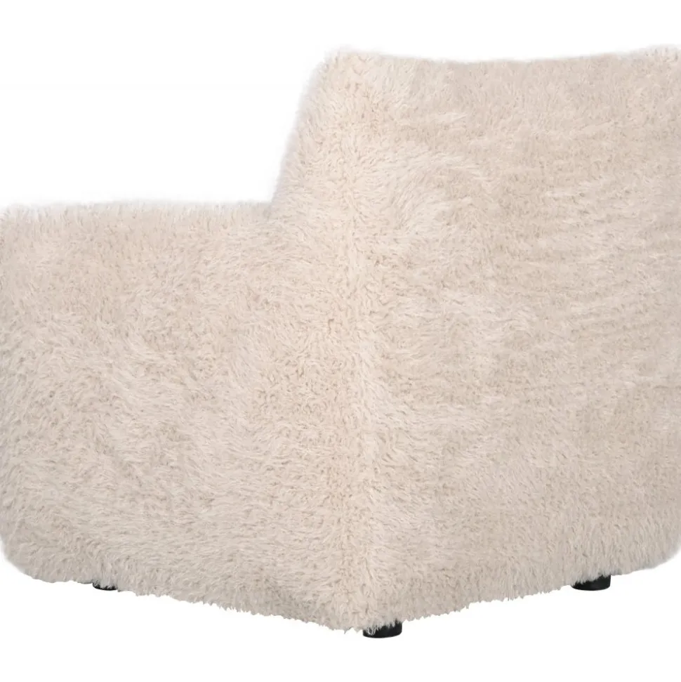 Fåtölj fluffig beige tygklädsel