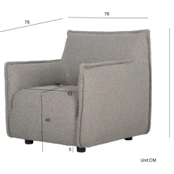 Fåtölj i bouclè - Mörkbeige