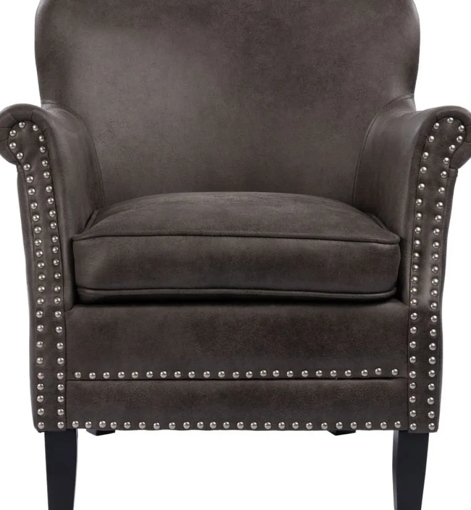 Fåtölj i grå vintage PU - Norberg + Fläckborttagare för möbler