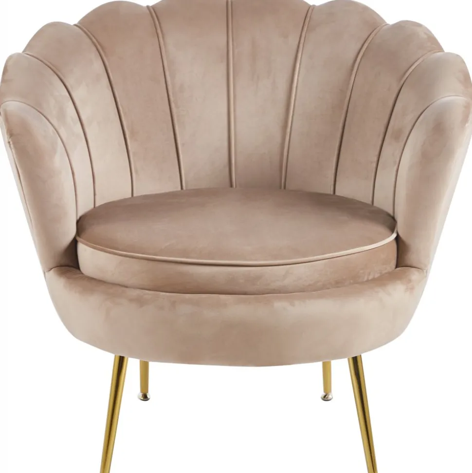 Fåtölj i mörk beige sammet/mässing - Kingsley + Textilrengöring för möbler