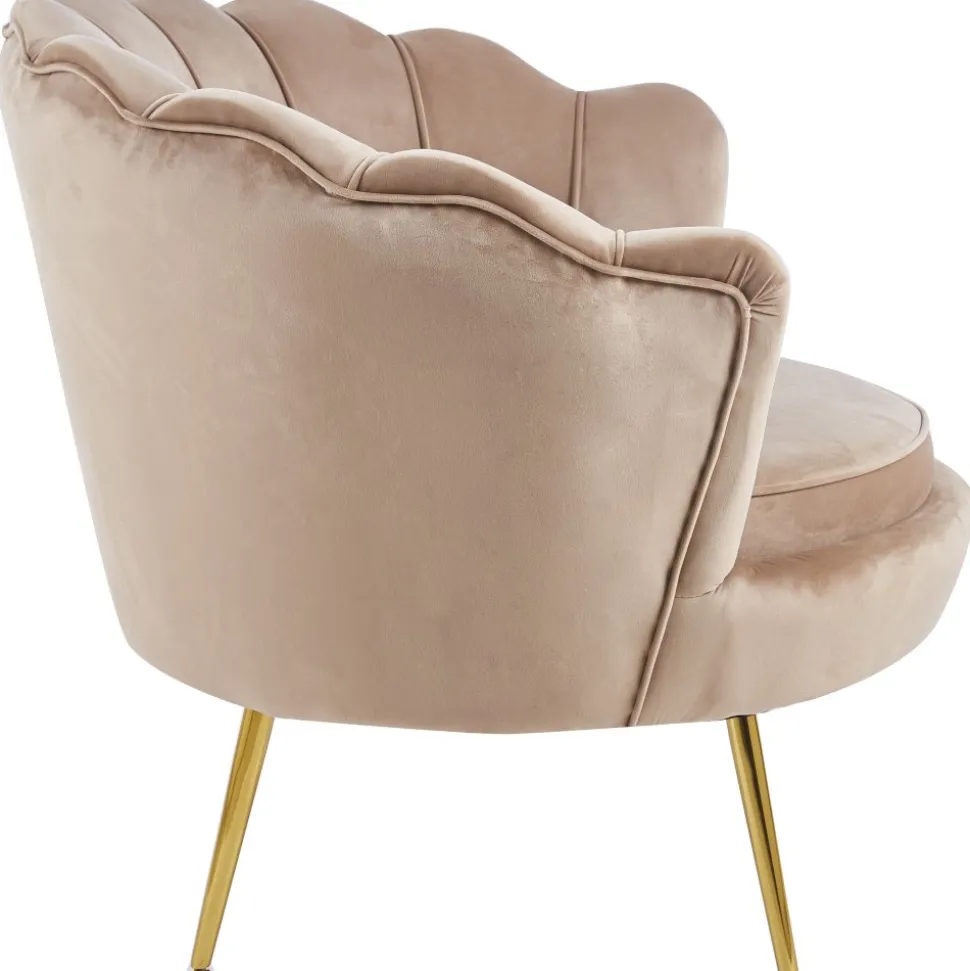 Fåtölj i mörk beige sammet/mässing - Kingsley + Textilrengöring för möbler