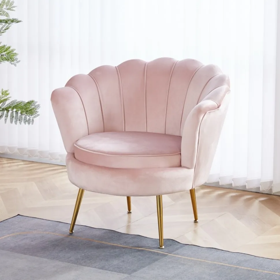 Fåtölj i rosa sammet - Kingsley + Textilrengöring för möbler