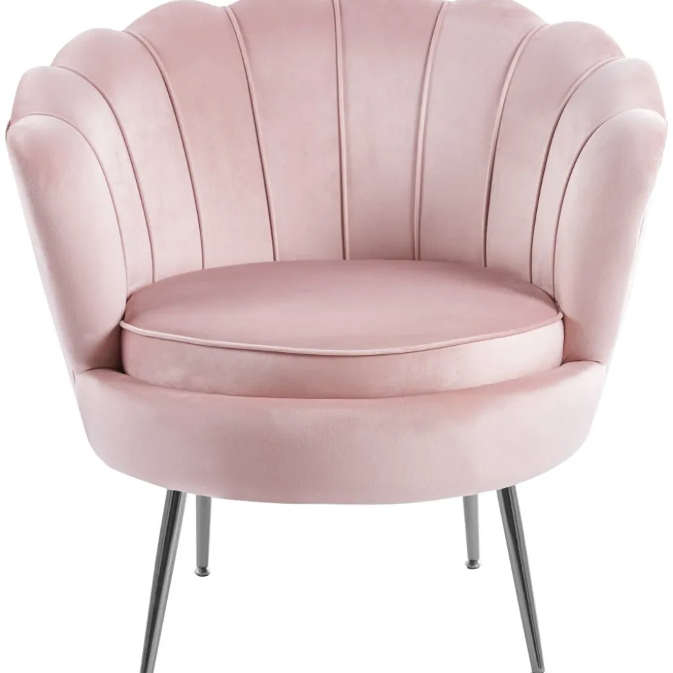 Fåtölj i rosa sammet kromade ben + Textilrengöring för möbler
