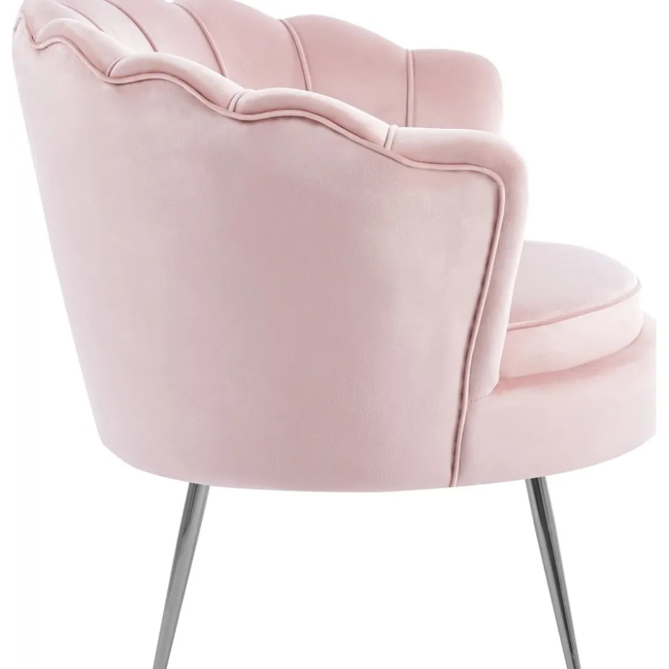 Fåtölj i rosa sammet kromade ben + Textilrengöring för möbler