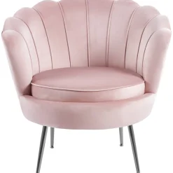 Fåtölj i rosa sammet kromade ben