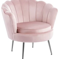 Fåtölj i rosa sammet kromade ben + Möbeltassar