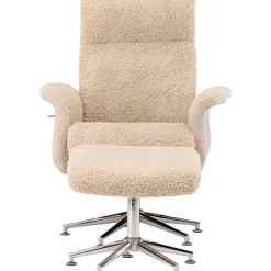 Fåtölj med fotpall - Beige / Whitewash + Textilrengöring för möbler