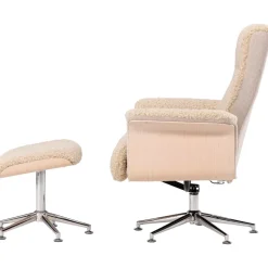 Fåtölj med fotpall - Beige / Whitewash + Textilrengöring för möbler