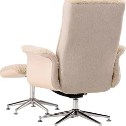 Fåtölj med fotpall - Beige / Whitewash + Textilrengöring för möbler