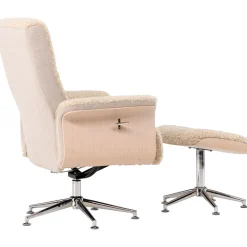 Fåtölj med fotpall - Beige / Whitewash + Textilrengöring för möbler