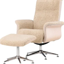 Fåtölj med fotpall - Beige / Whitewash + Fläckborttagare för möbler