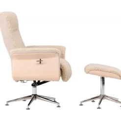 Fåtölj med fotpall - Beige / Whitewash + Fläckborttagare för möbler