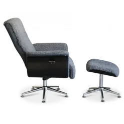 Fåtölj med fotpall - Grå - Hagön + Textilrengöring för möbler