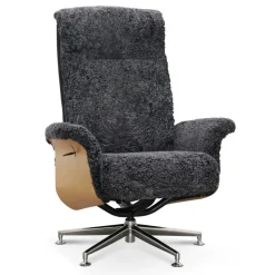 Fåtölj med fotpall fårskinn ek/antracit - Ulla + Textilrengöring för möbler