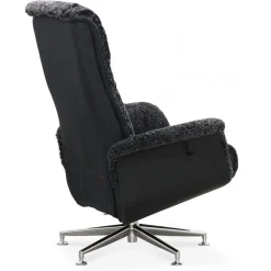 Fåtölj med fotpall fårskinn mörkgrå/svart - Ulla + Fläckborttagare för möbler