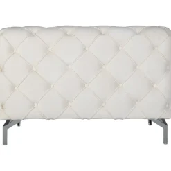 Fåtölj med knappar beige sammet