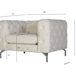 Fåtölj med knappar beige sammet