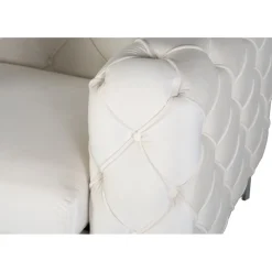 Fåtölj med knappar beige sammet + Textilrengöring för möbler