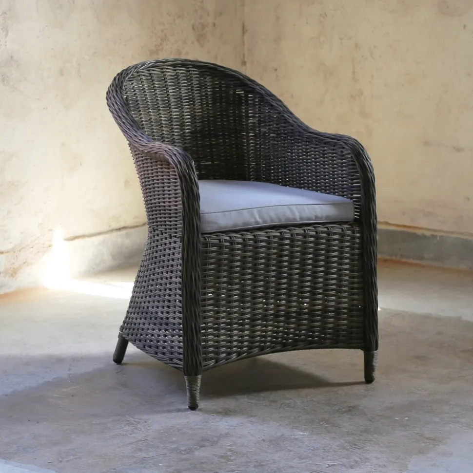 Fåtölj Mercury i konstrotting - Mörkgrå + Textilskydd för utemöbler