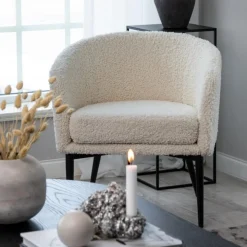 Fåtölj offwhite - Boucle + Fläckborttagare för möbler