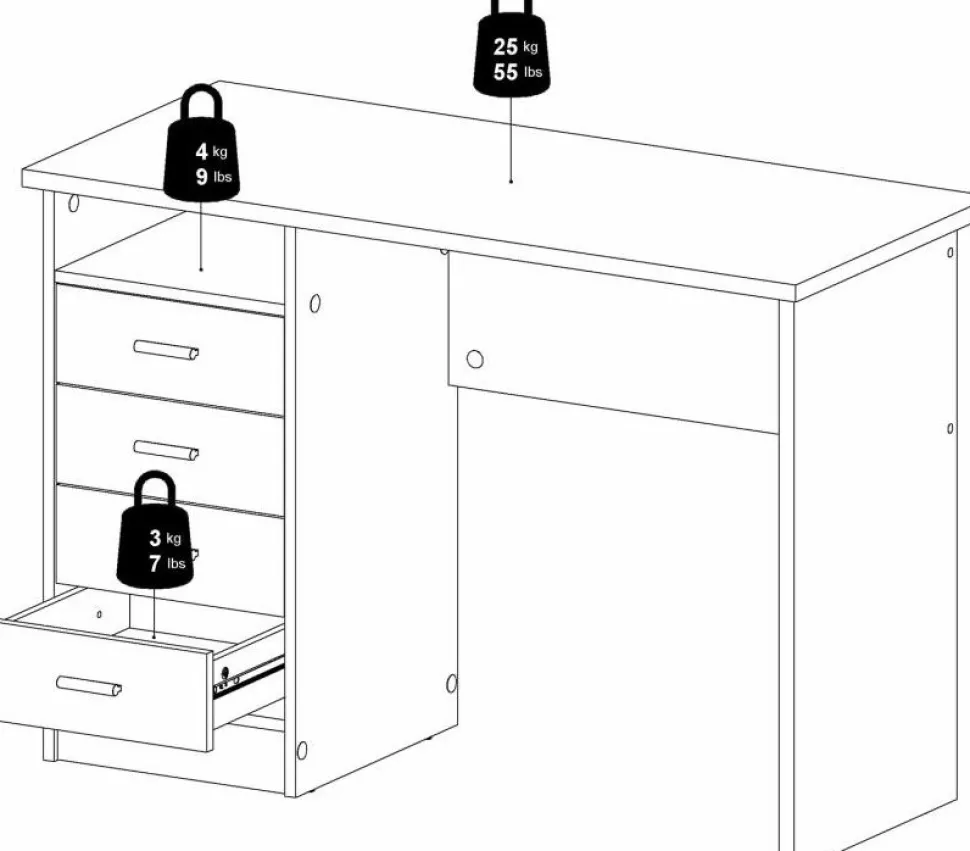 Function Plus skrivbord 110 x 48,5 x 76 cm - Svart ask + Möbeltassar