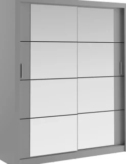 Garderob B180 cm - Grå/Spegel