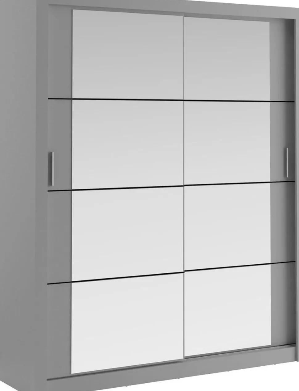 Garderob B180 cm - Grå/Spegel