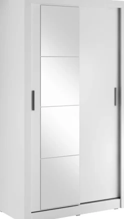 Garderob med skjutdörrar vit 120x215 cm - Mervyn + Textilrengöring för möbler