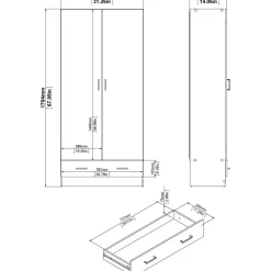 Garderob vit 80 cm bred med 170,5 cm hög