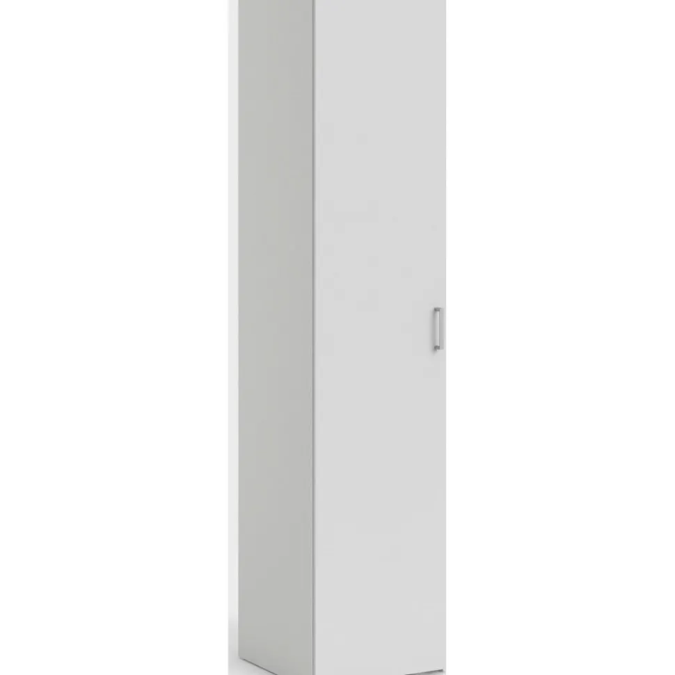 Garderob vit 40 cm bred och 175 cm hög + Möbeltassar