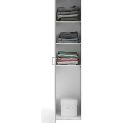 Garderob vit 40 cm bred och 175 cm hög + Möbeltassar