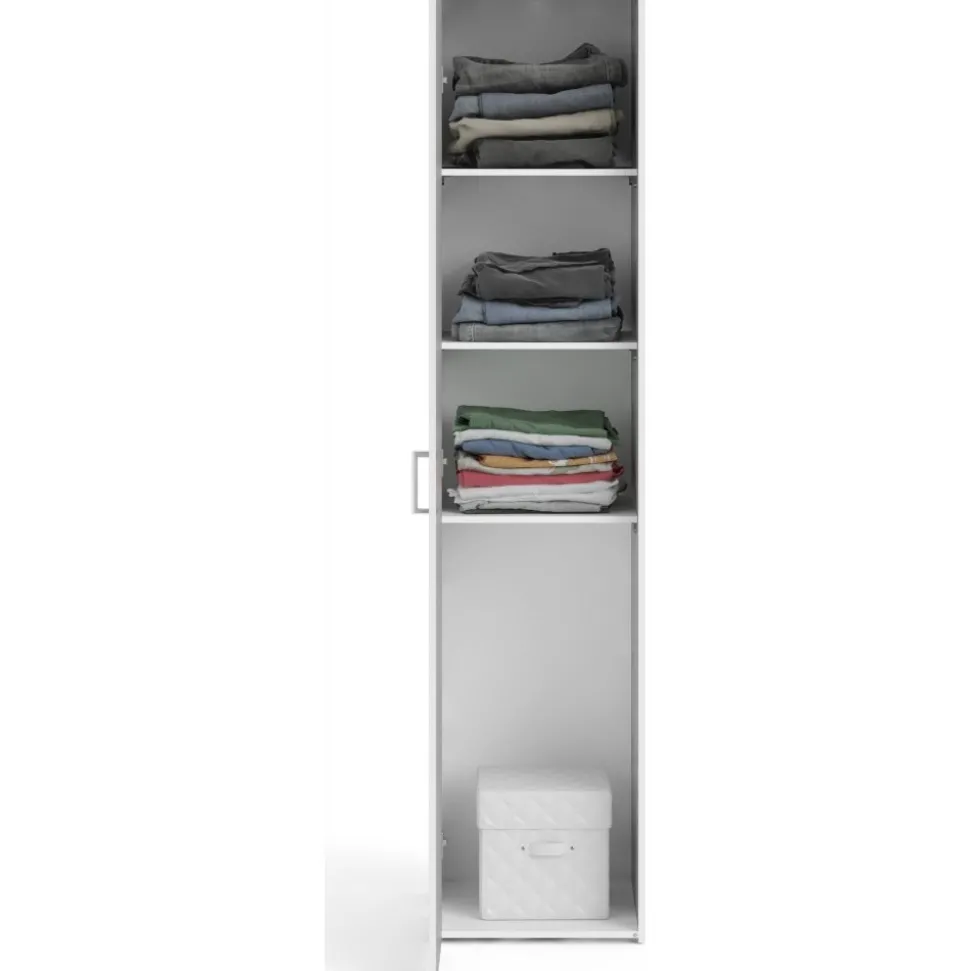 Garderob vit 40 cm bred och 175 cm hög + Möbeltassar