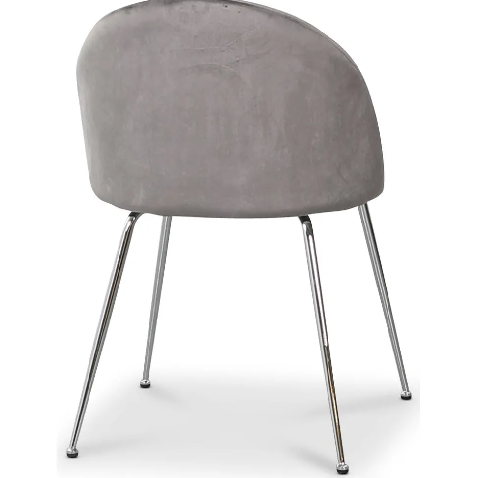 Giovani velvet stol - Ljusgrå / Krom + Möbeltassar