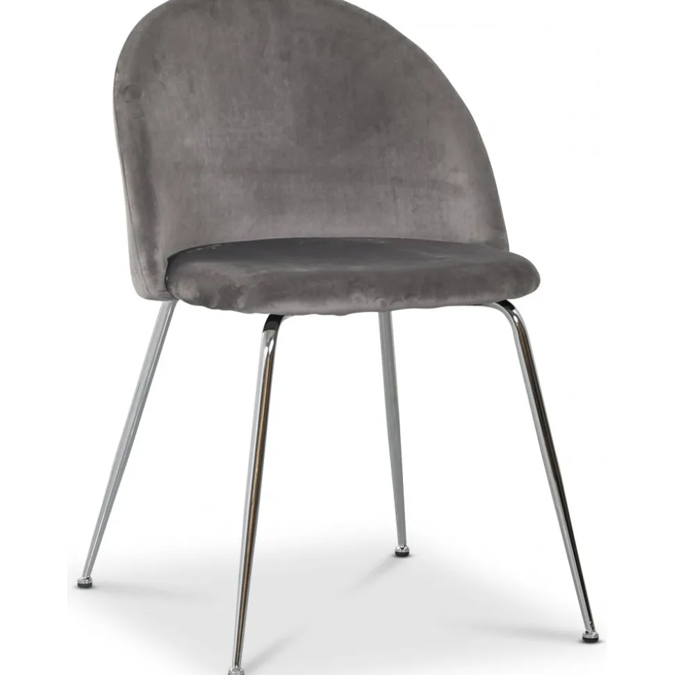 Giovani velvet stol - Ljusgrå / Krom