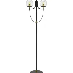 Glaslykta golvlampa - Mässing / Klarglas / Svart