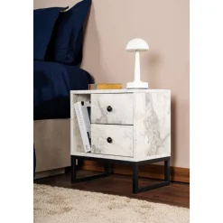 Glimmer sängbord - Freesia marmor/svart