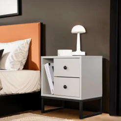 Glimmer sängbord - Grå/svart